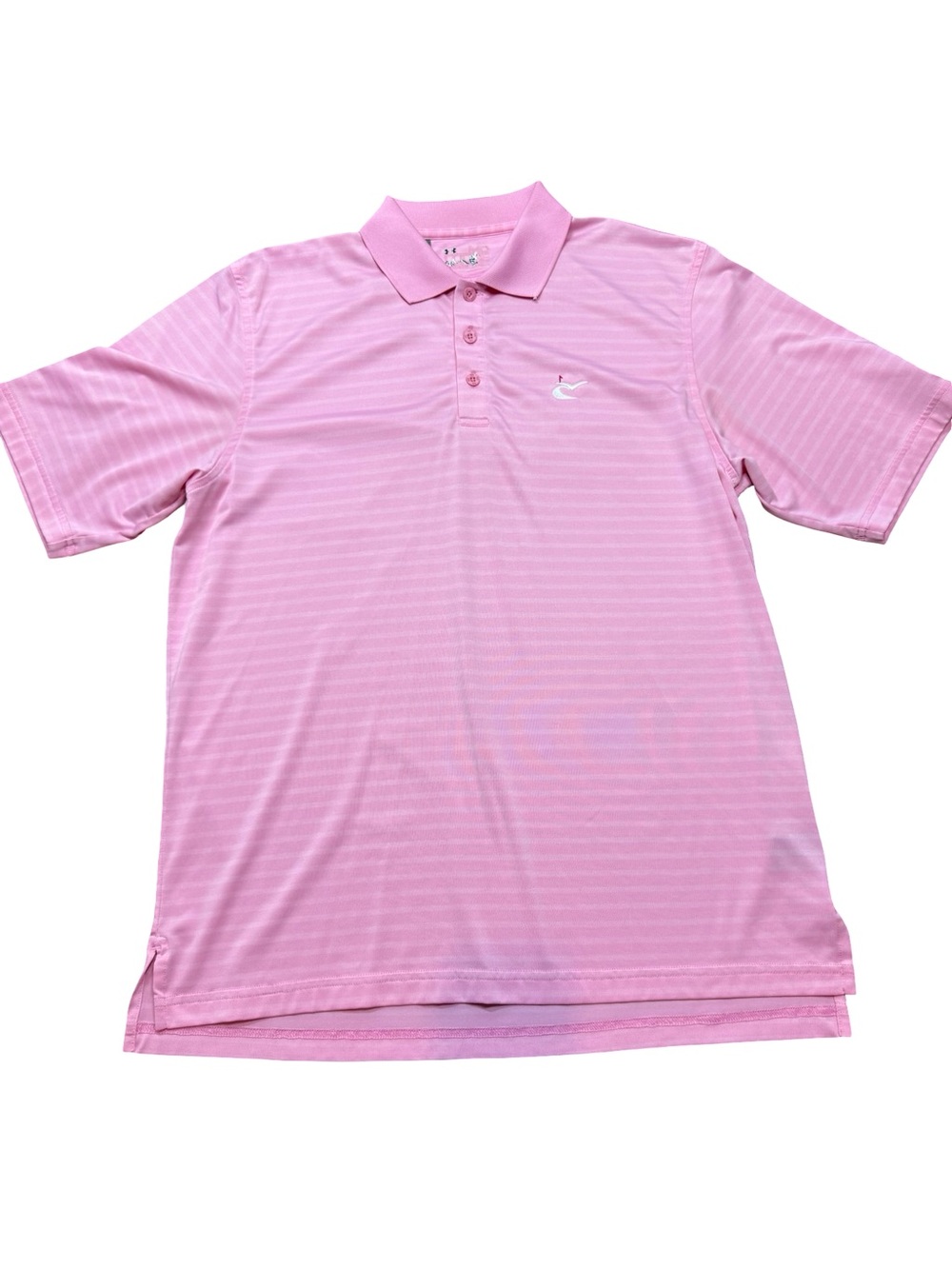 Under Armour Men's Golf Polo Pink Striped Performance SZ L